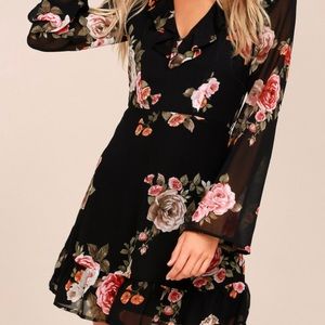 Lulus black floral dress